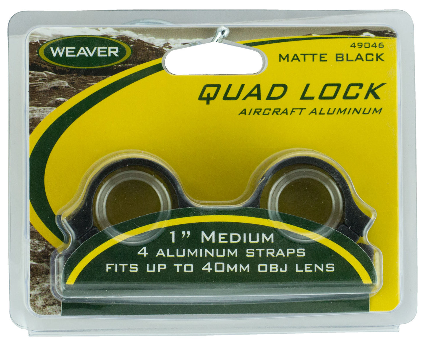 Weaver Mounts 49046 Quad LockQuick Detach 1" Medium Black Matte