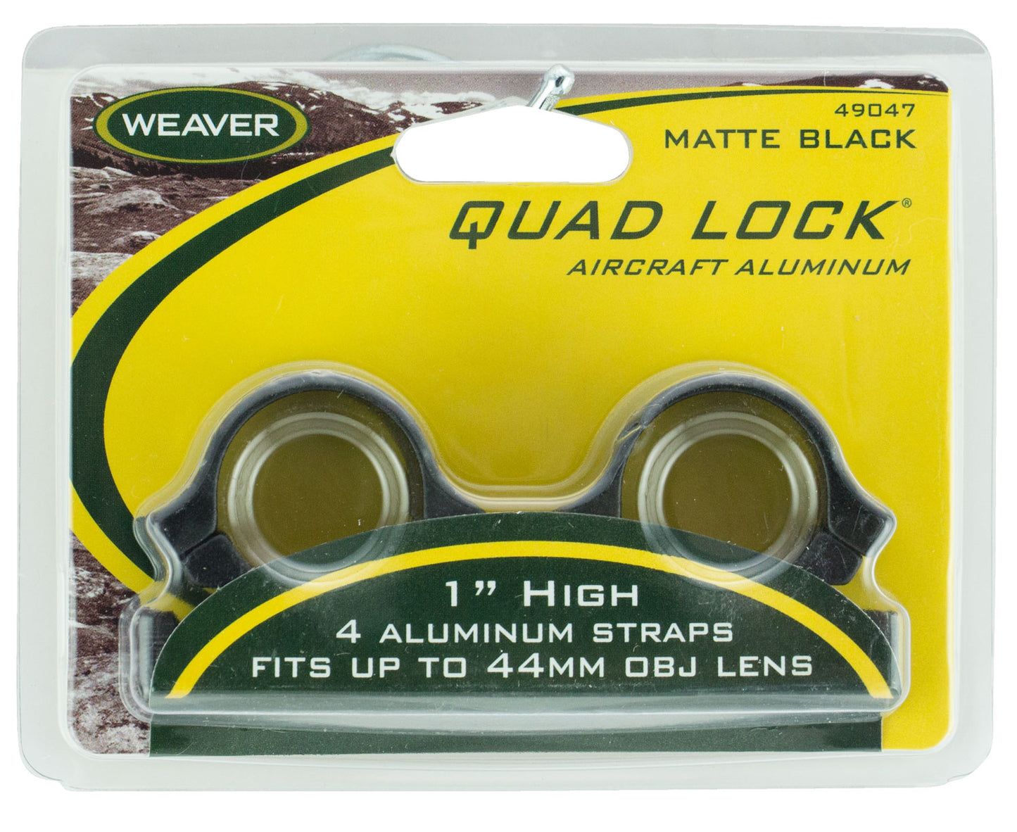 Weaver Mounts 49047 Quad LockQuick Detach 1" High Black Matte