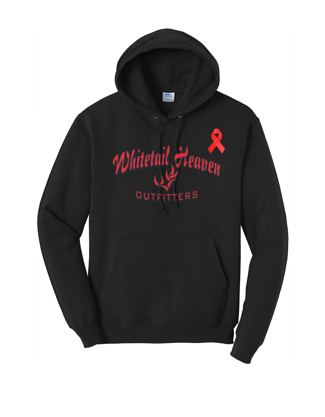 LIMITED EDITION WHITETAIL HEAVEN AIDS AWARENESS PULLOVER HOODED SWEATSHIRT