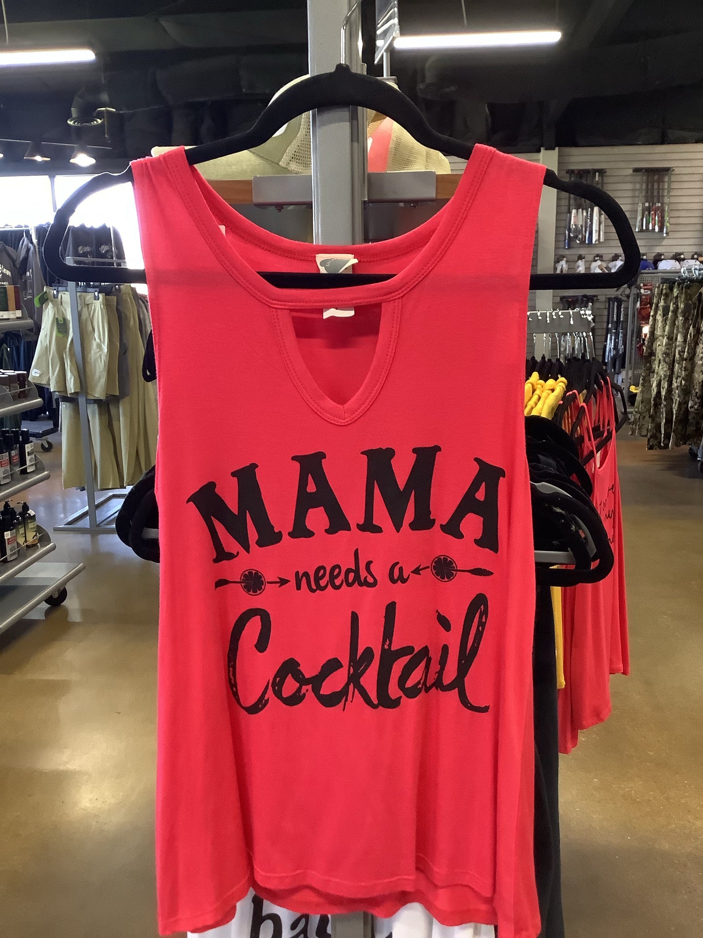 Mama Needs A Cocktail Verbiage Keyhole Front Sleeveless Top - Small