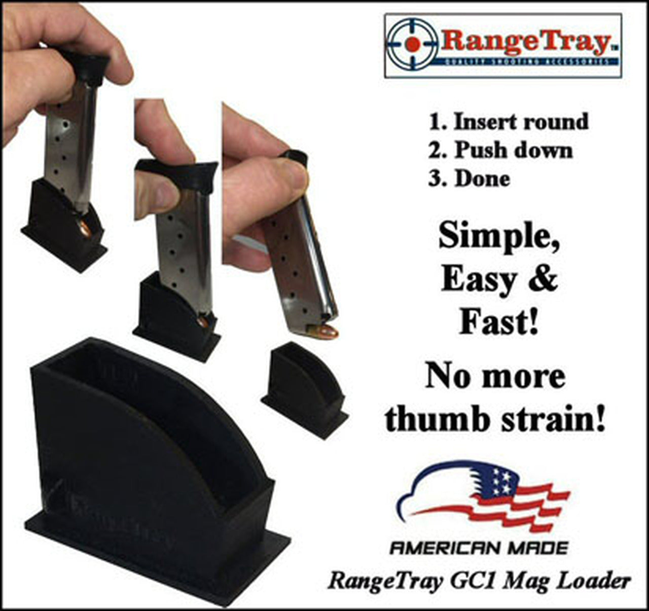 Range Tray Thumbless TL1 pistol mag loader