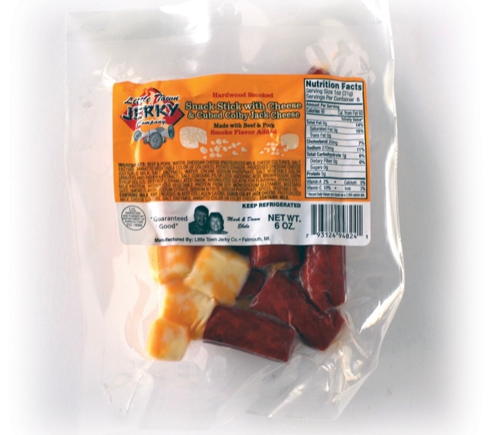 LITTLE TOWN JERKY SNACK STICKS & CUBED COLBY JACK CHEESE